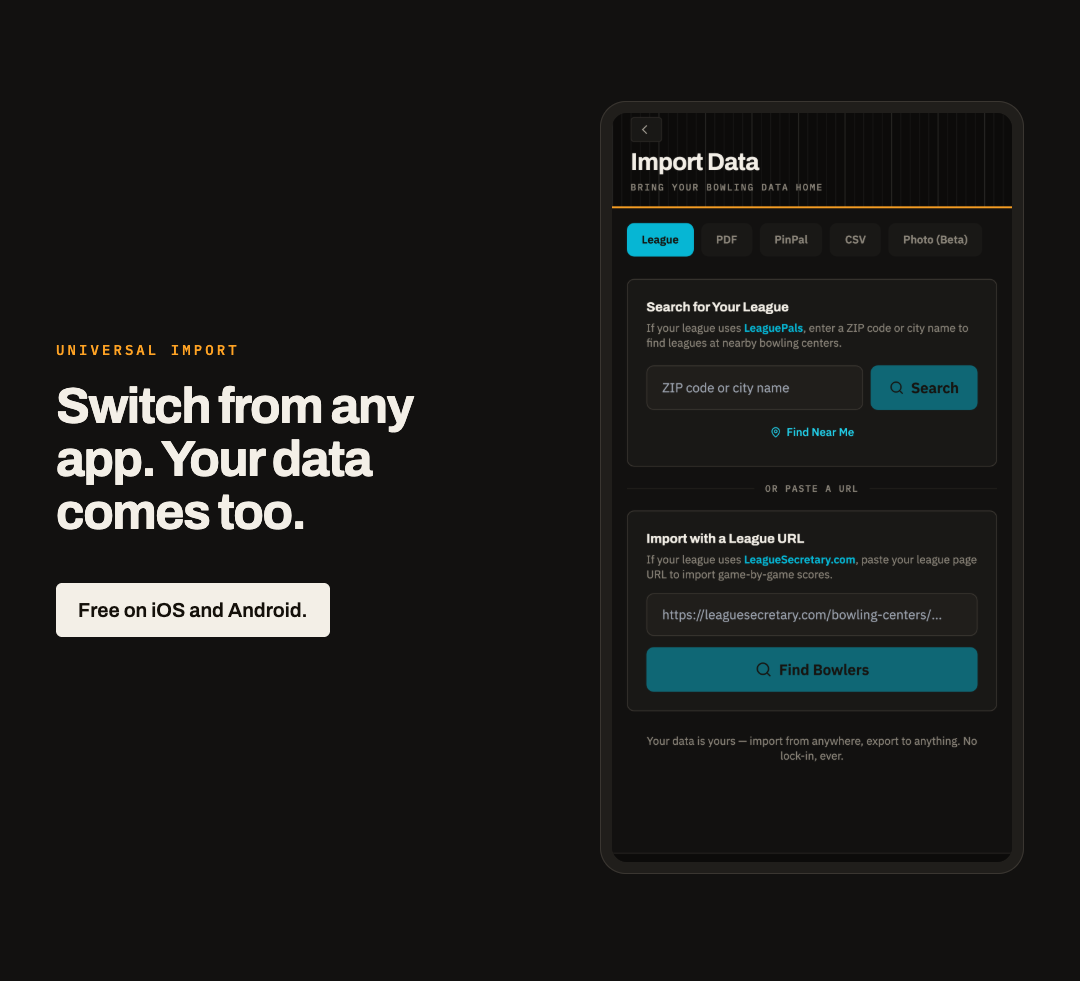 Switch from any app, your data comes too, with PinPal, League, PDF, CSV, and Photo import