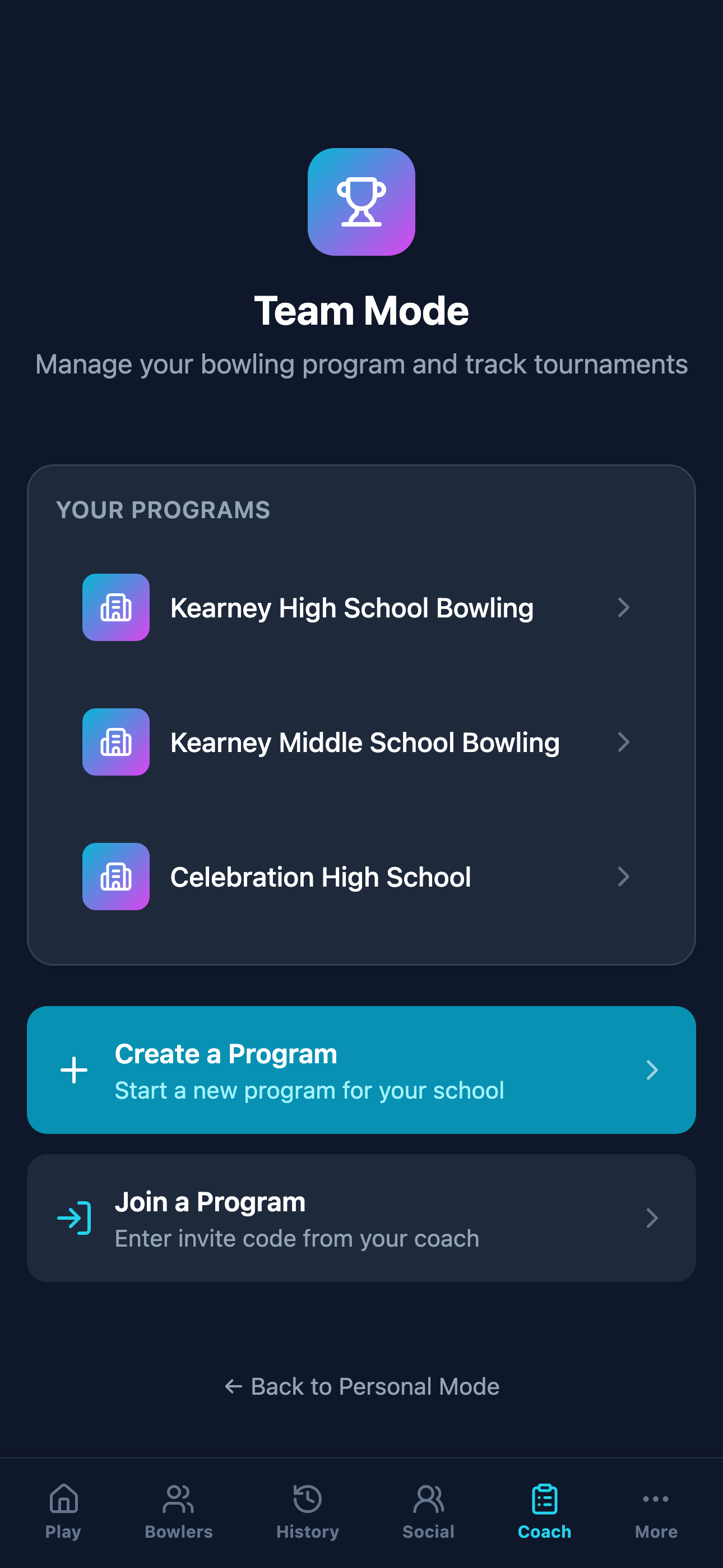 Team coaching dashboard