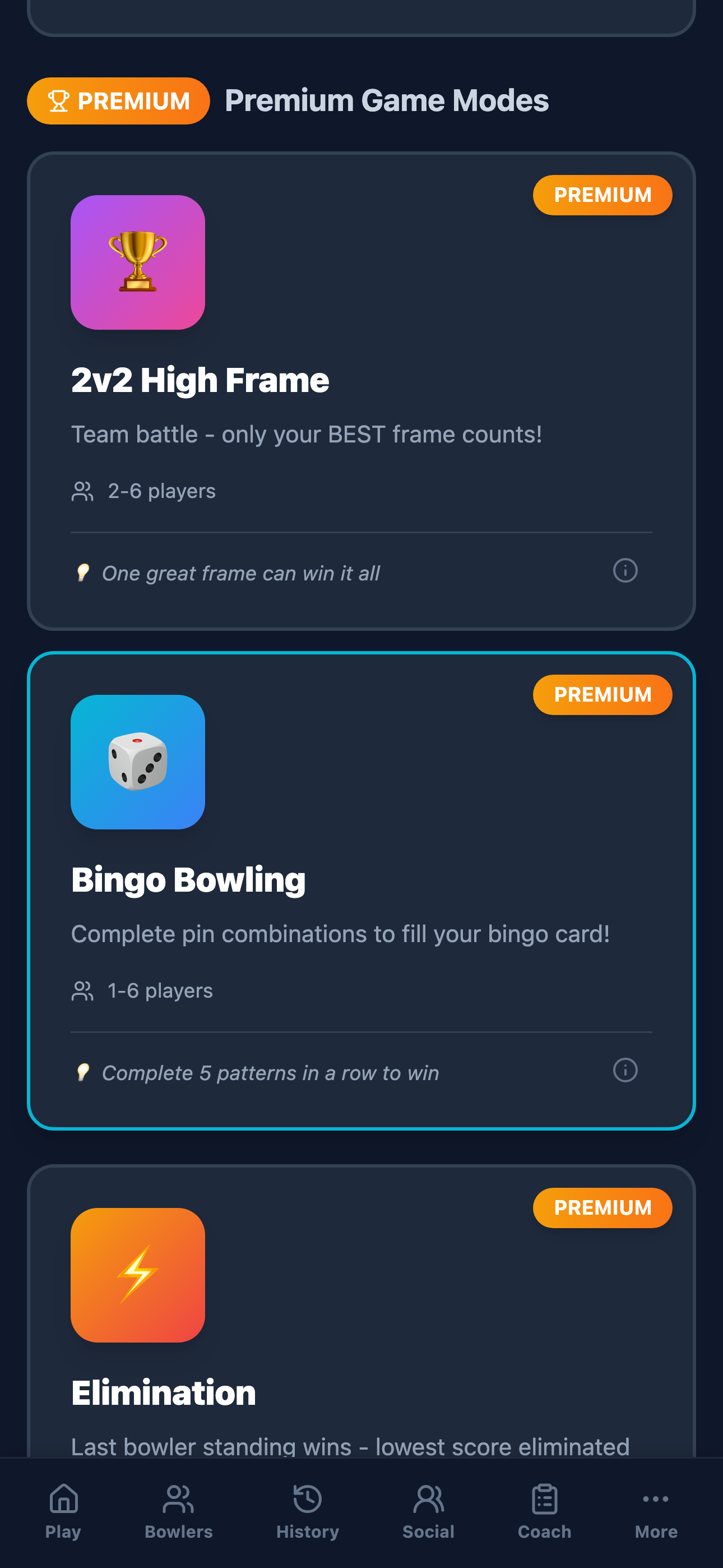 Fun game modes selection