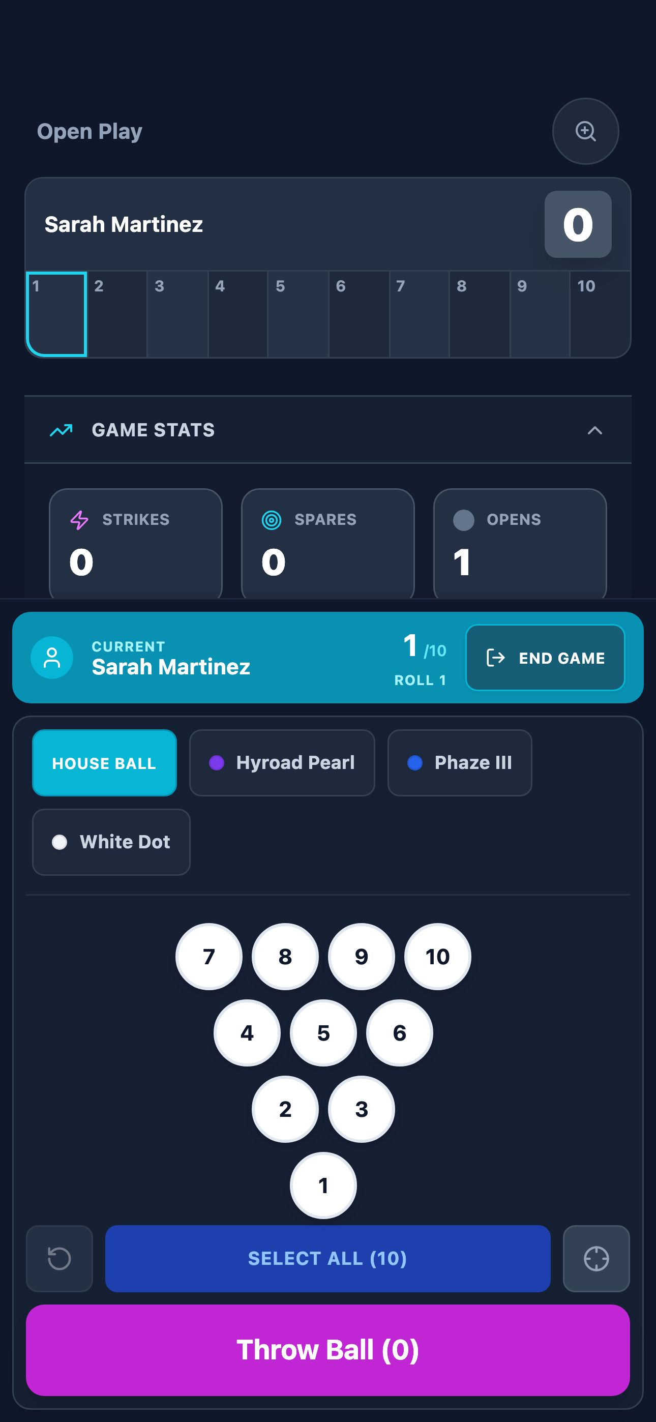 Pin-by-Pin Scoring with visual pin selector