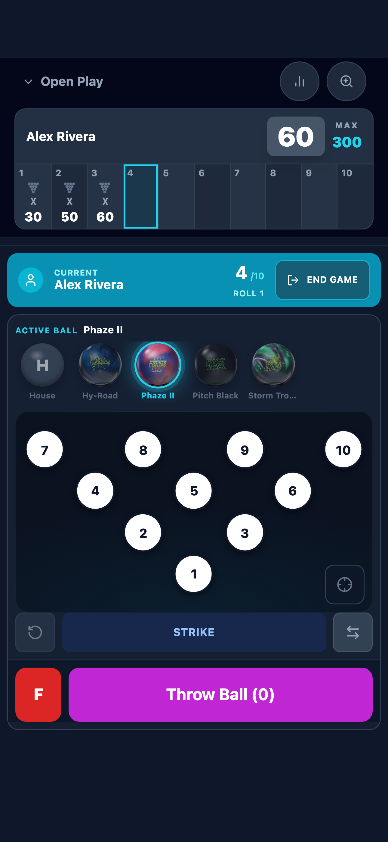 Redesigned in-game scoring with real ball chips and on-lane targeting